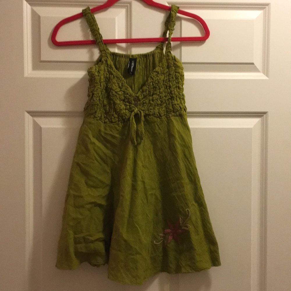 Boutique Hippie tank in Green. By Sacred Threads.